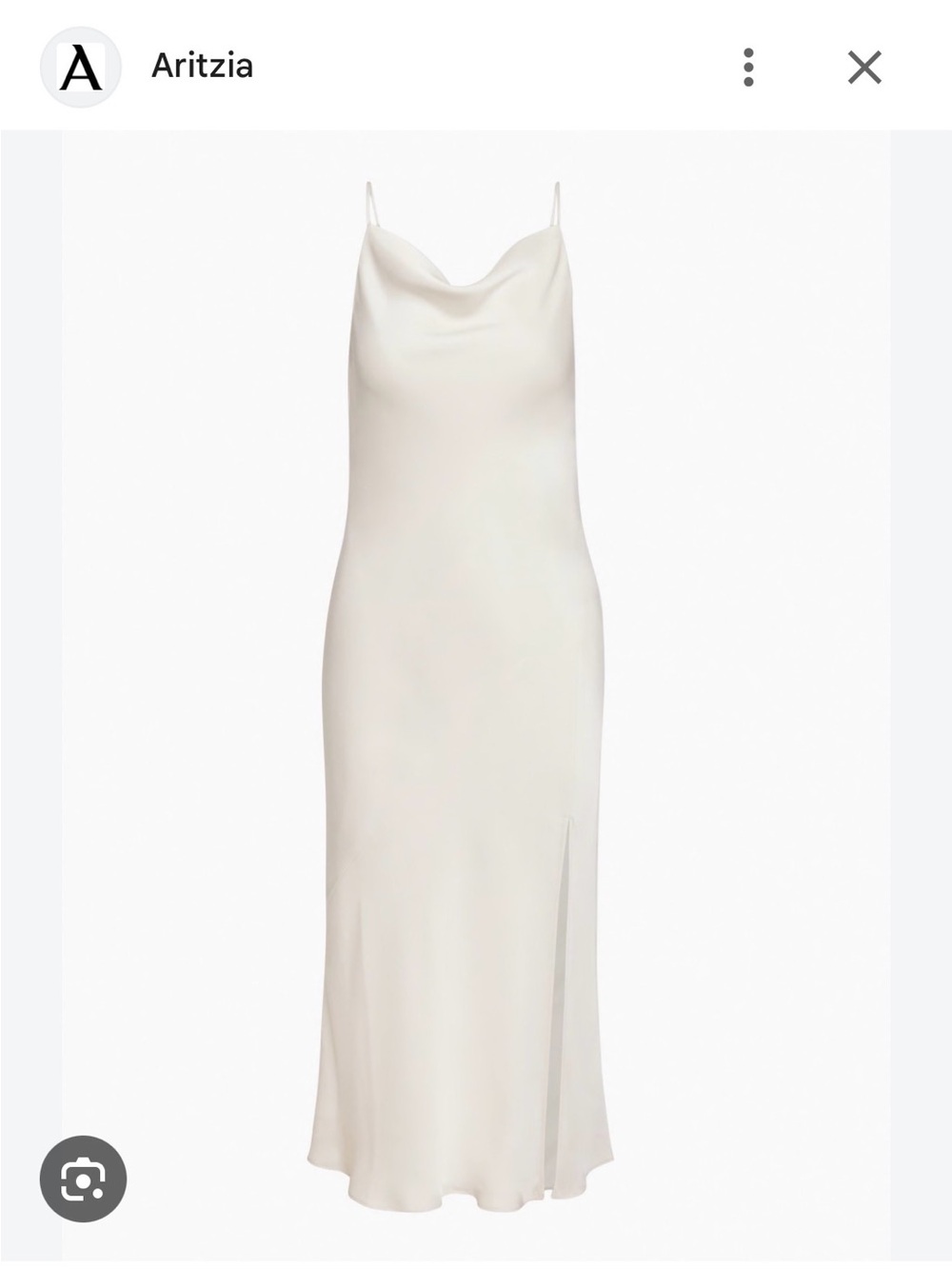 Aritzia Ivory Slip Midi Dress with Cowl Neck